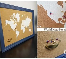 how to stencil a cork board using the world map pattern
