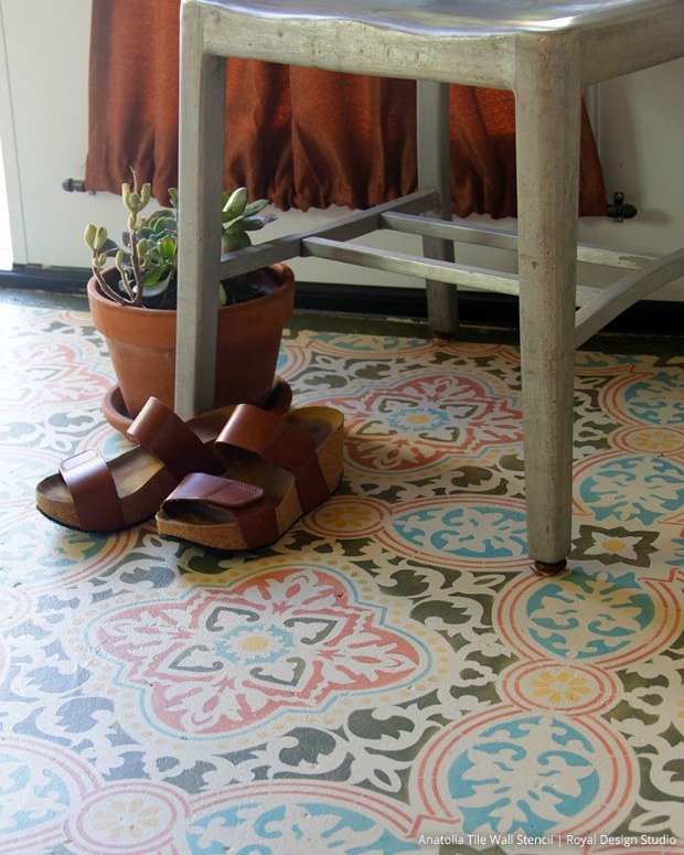 easy diy fix concrete floor stencils