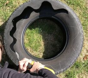 tire turned planter