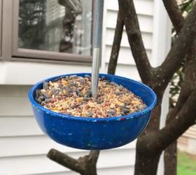 fun bird feeder from dishware