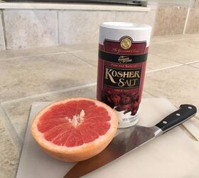 remove soap scum with a grapefruit and kosher salt