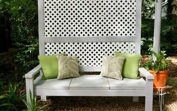 Outdoor Privacy Bench With Plastic Lattice and Concrete