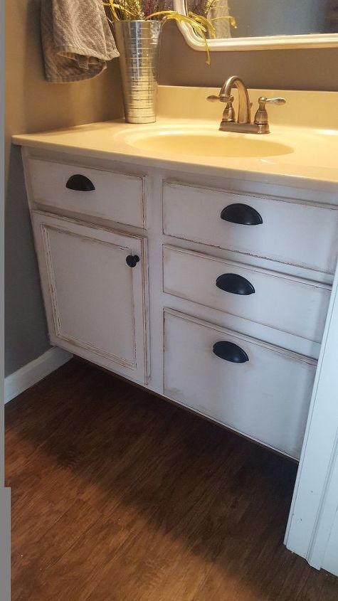 Make Your Boring Bathroom Vanity, How To Distress A Bathroom Vanity With Chalk Paint