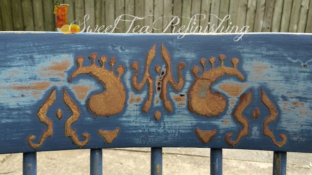 a mothers day rocking chair makeover, Metallic Embossed Stencil