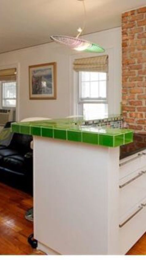 q can you feather finish a glass tile countertop