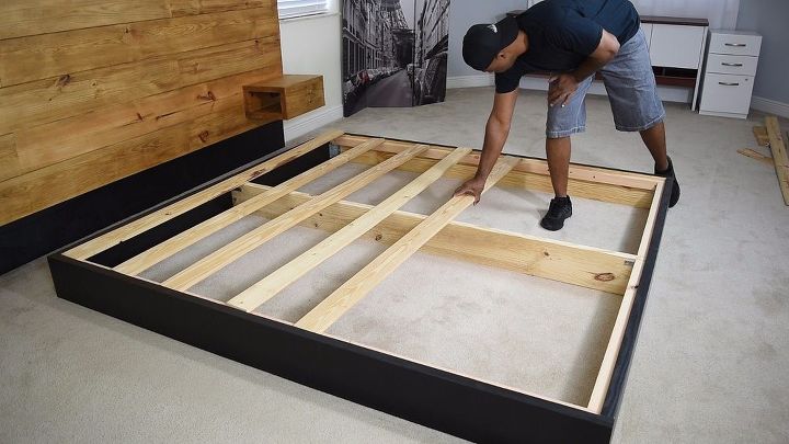 Bed Frame With Storage Drawers Plans.Queen Bed Frame With ... DIY Platform Bed With Floating Night Stands | Hometalk