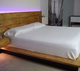 cama de plataforma diy con mesitas de noche flotantes