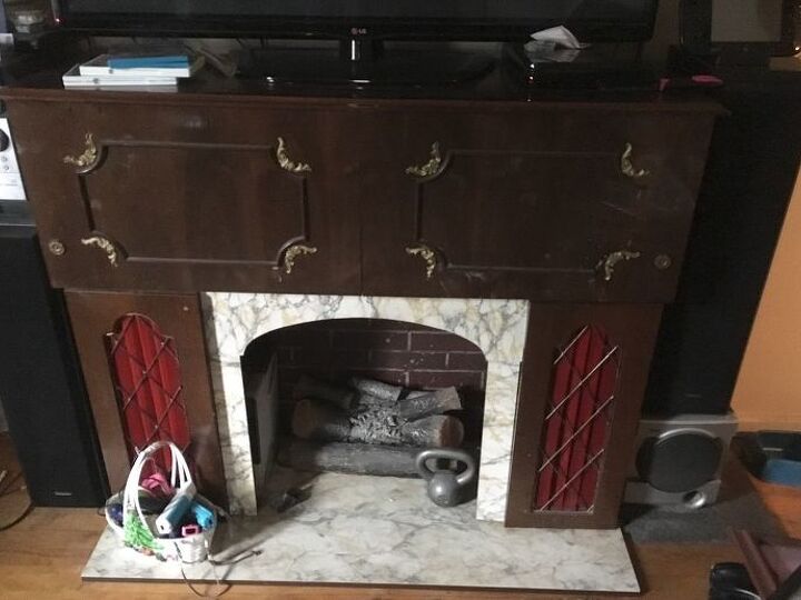 q ugly fake fireplace