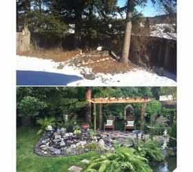 backyard oasis and front rock garden