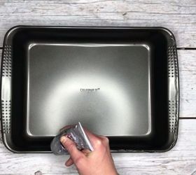 She glues a large picture frame to a cake pan to solve this common kitchen problem