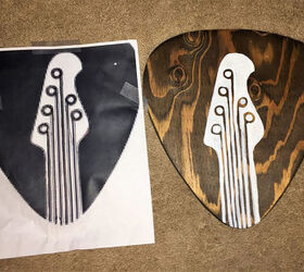 diy wood pick shaped guitar hangers