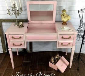 s makeover home decor with these 15 girly vintage ideas, Revel in a Color Blocked Vanity