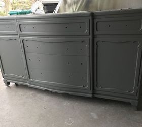 charcoal grey buffet with dry brushing