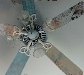 update your ugly ceiling fans, The finished product in my bird room