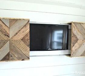 diy reclaimed pallet wood sliding tv cover