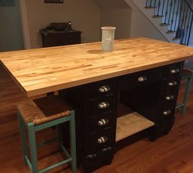 Antique Desk Turned Into Kitchen Island