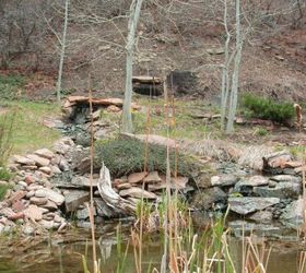 how to build a backyard waterfall up a slope, connects to older koi pond