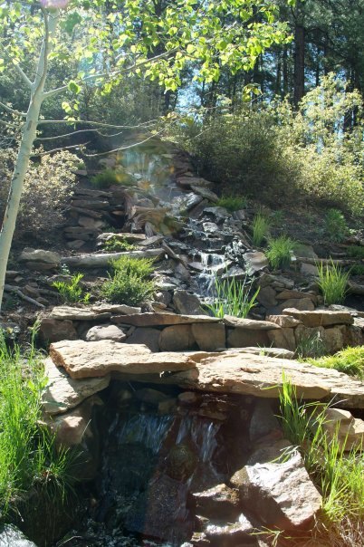 how to build a backyard waterfall up a slope, finishing details