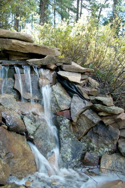 how to build a backyard waterfall up a slope, Detail waterfall at top