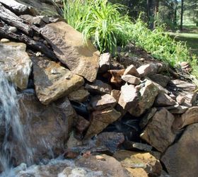 how to build a backyard waterfall up a slope, Side view from basin