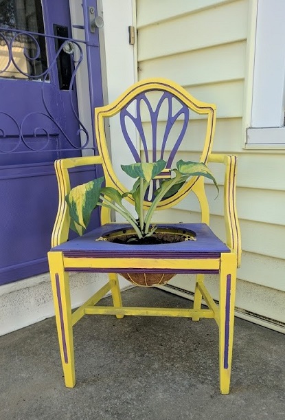 upcycled chair to planter a place to plant yourself