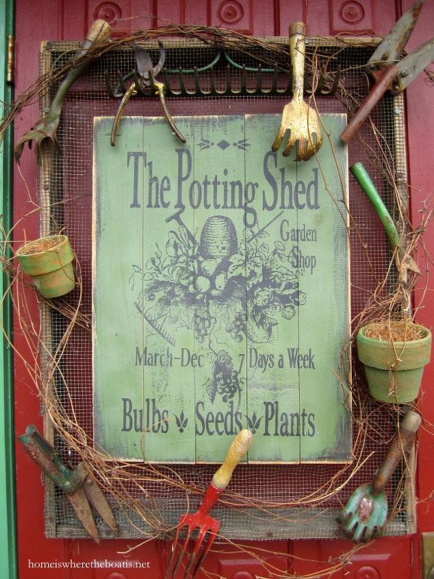 cartel de la tienda de jardinera potting shed