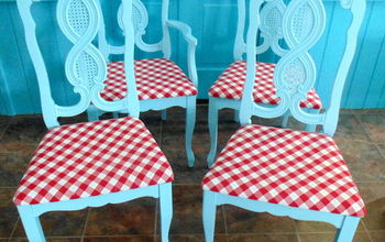 $2 Repurposed Tablecloth Kitchen Chairs Makeover