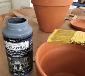sponge painting terracotta pots for summer