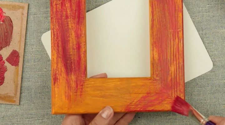 marco de fotos hecho a mano estilo campestre en tcnica de pincel seco
