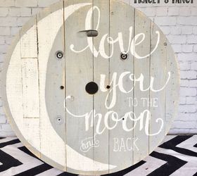 upcycled cable spool as painted nursery art