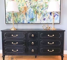 s 12 ideas to make a dresser oh so pretty, Pair Black And Gold Together For A Chic Cabin