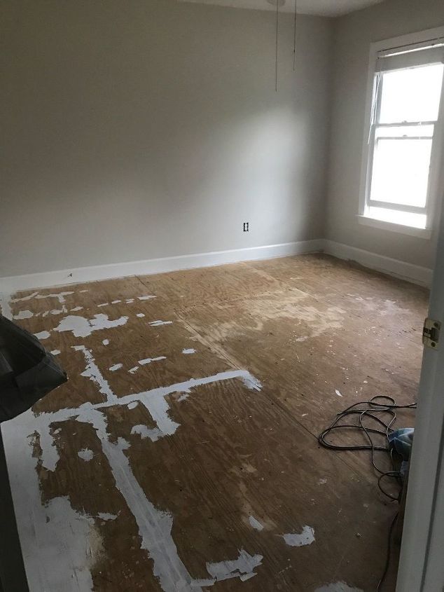 stenciling a subfloor is simply fabulous, Spackle the cracks and holes