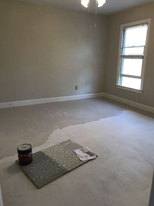 stenciling a subfloor is simply fabulous, Apply base color with a paintbrush