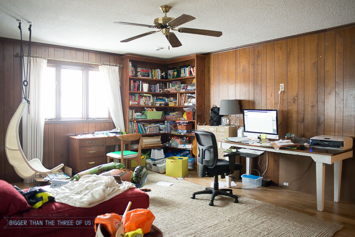 eclectic playroom office before and after