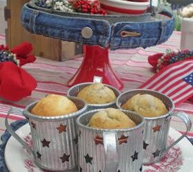 denim trimmed cake stand you can make
