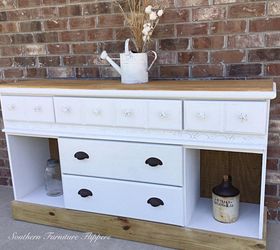 repurposed old dresser into beautiful console buffet