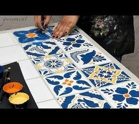 9 formas de dar color a su cocina, C mo estarcir una mesa de azulejos de talavera mexicana