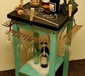 a kitchen cart gets repurposed into a unique rolling wine bar