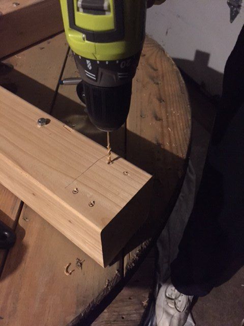 up cycled wood spool serving table