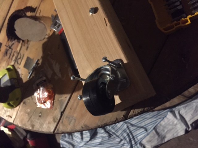 up cycled wood spool serving table