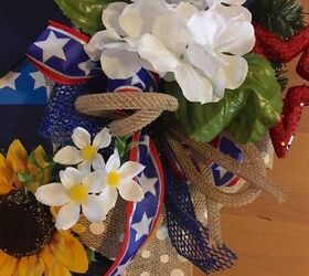 turn a pine wreath into a patriotic wreath, Final bows and flex tubing