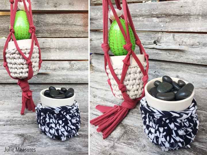 diy t shirt yarn macrame plant holder