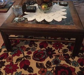 q need an easy and inexpensive way to redo this old coffee table help