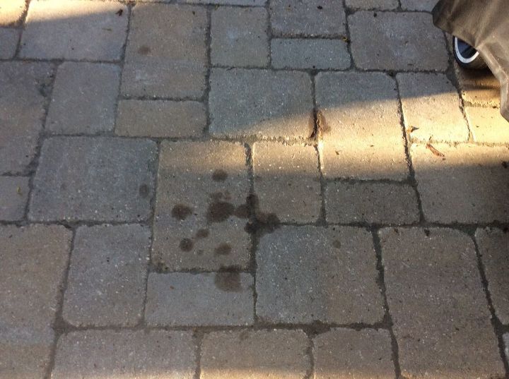 q how to remove cooking oil stain from patio pavers