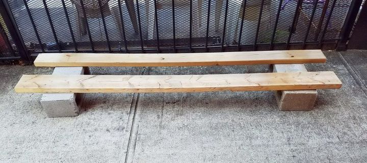how i made a bench from cinder blocks and salvaged wood