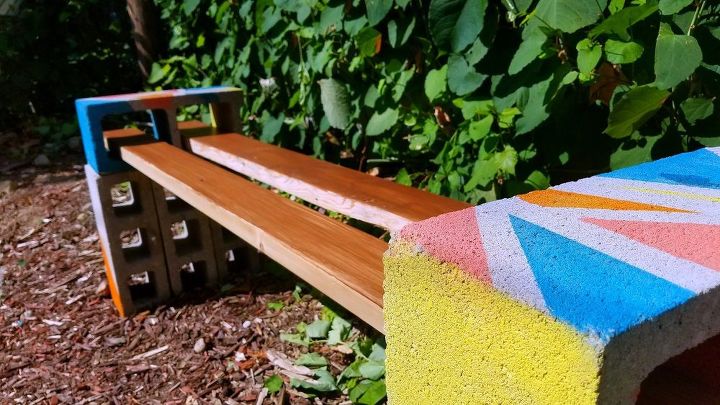 how i made a bench from cinder blocks and salvaged wood