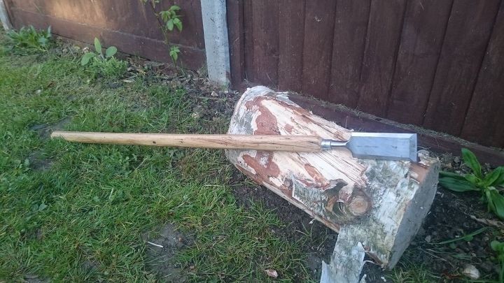 bark scraper from a cheap chisel and reclaimed wood