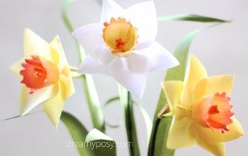 DIY Daffodil From Printer Paper, FREE Template