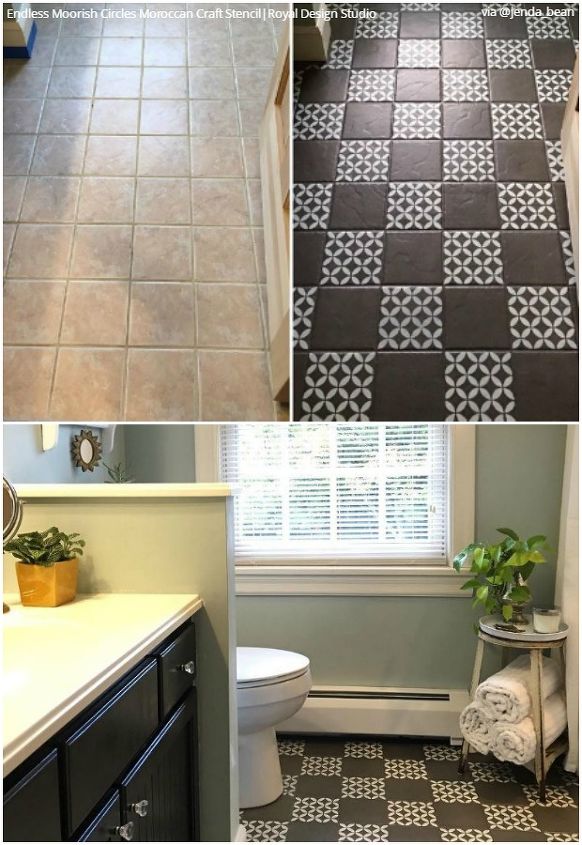 Yes You Can Paint Vinyl Linoleum Floor With Stencils