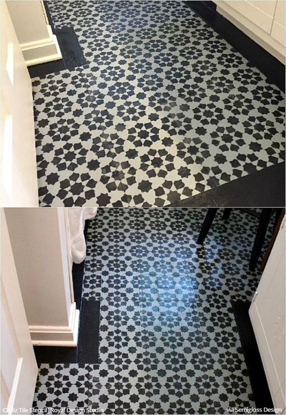 yes you can paint vinyl linoleum floor with stencils